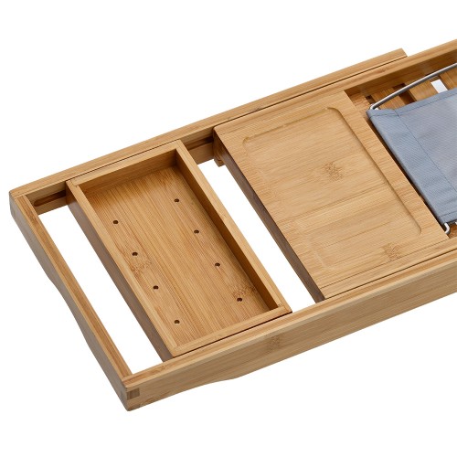 Badewannenablage, Bambus/Metall/Kunststoff / Maße: 70-105x22x4/15,5 cm FSC 100%, SCS-COC-000256