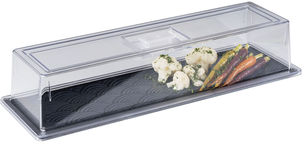 GN 2/4 Tablett -DARK WAVE- 53 x 16,2 cm, H: 2 cm Melamin innen: Dekor außen: schwarz spülmaschinengeeignet stapelbar nicht