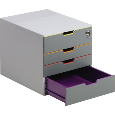 DURABLE Schubladenbox VARICOLOR® Safe 4 Schubfächer DIN A4, DIN C4, Folio, Letter ABS Kunststoff Gehäusefarbe: grau Farbe der