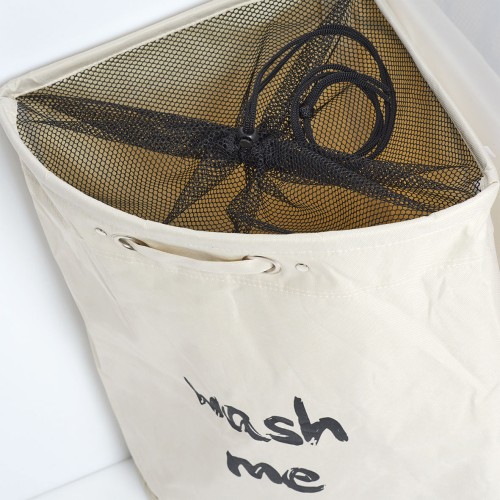 Eck-Wäschesammler "Wash me", Polyester, beige. Länge: 340 mm. Breite: 340 mm. Höhe: 560 mm