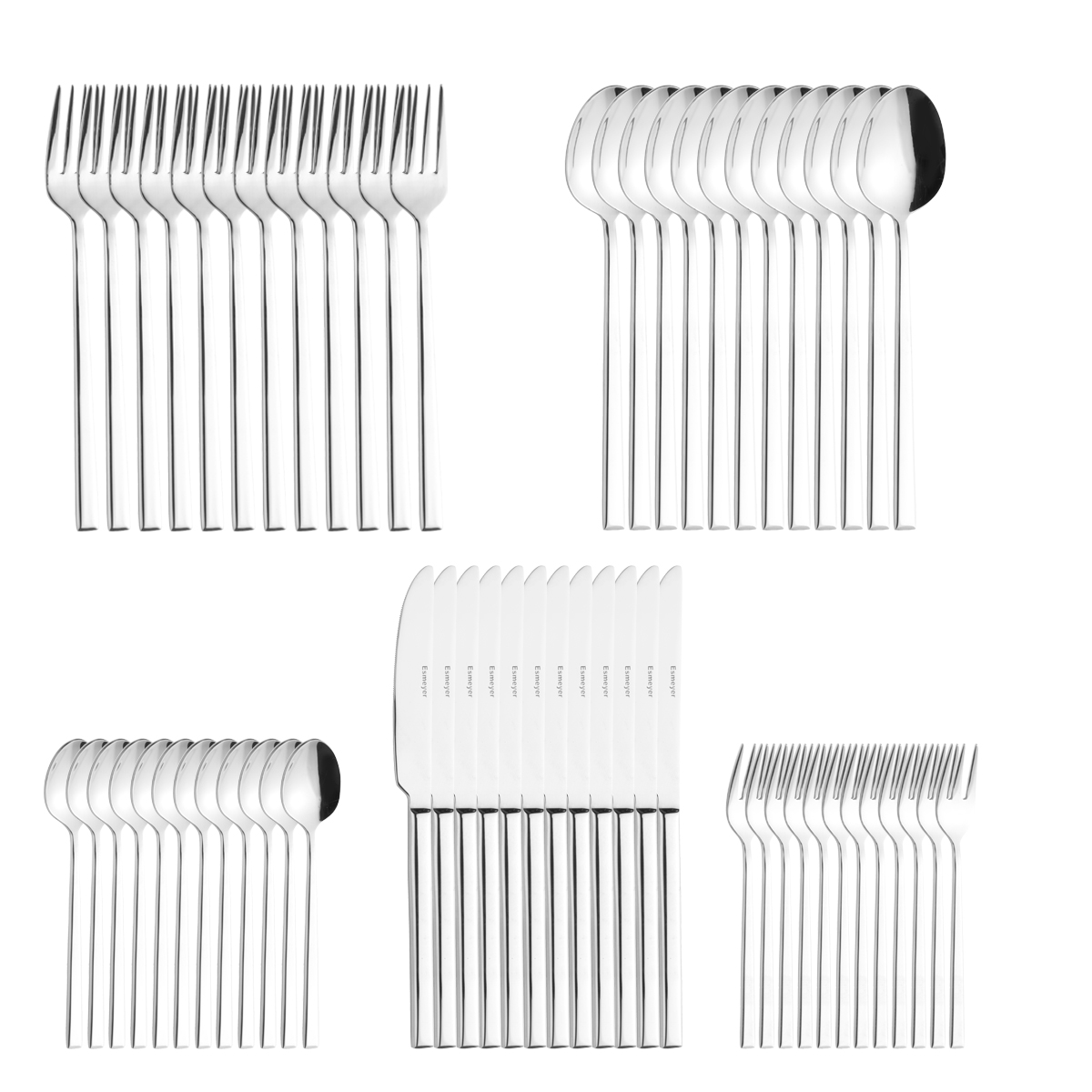 60-teiliges Besteckset /Sparset SOPHIE von ESMEYER, aus Edelstahl 18/10, poliert. Materialstärke: 2.8 / 2.4 mm.