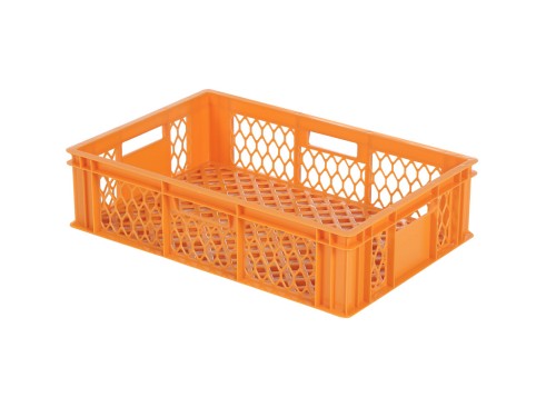 SARO Bäckereikiste 600X400X130mm Modell BK130 Made in Europe - Orangefarbiger, lebensmittelechte(r) Stapelbehälter /