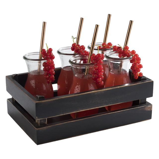 APS Holzbox -SUPERBOX-, 29 x 18,5 cm, H: 10,5 cm, Akazienholz, schwarz, Vintage-Look, passend zu GN 1/4