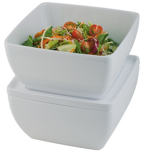 Schale -PURE- 12,5 x 12,5 cm, H: 6,5 cm Melamin, weiß, 0,4 Liter spülmaschinengeeignet stapelbar nicht mikrowellengeeignet