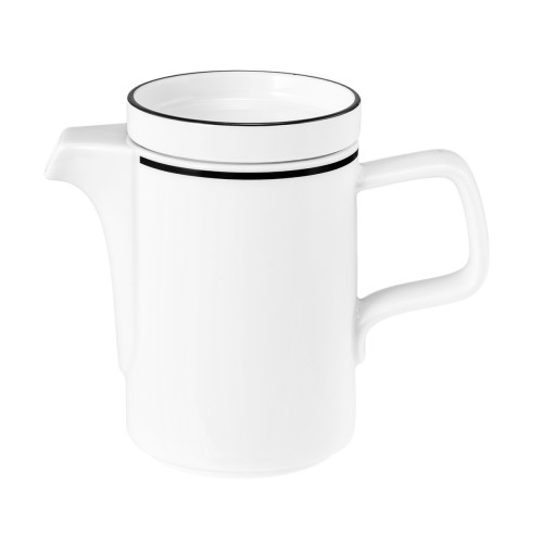 Seltmann Kaffeekanne 1 0,38 l, rund, Form: Good Mood, Dekor: 10826 Black Line, hohe Kantenschlagfestigkeit, Made in Germany