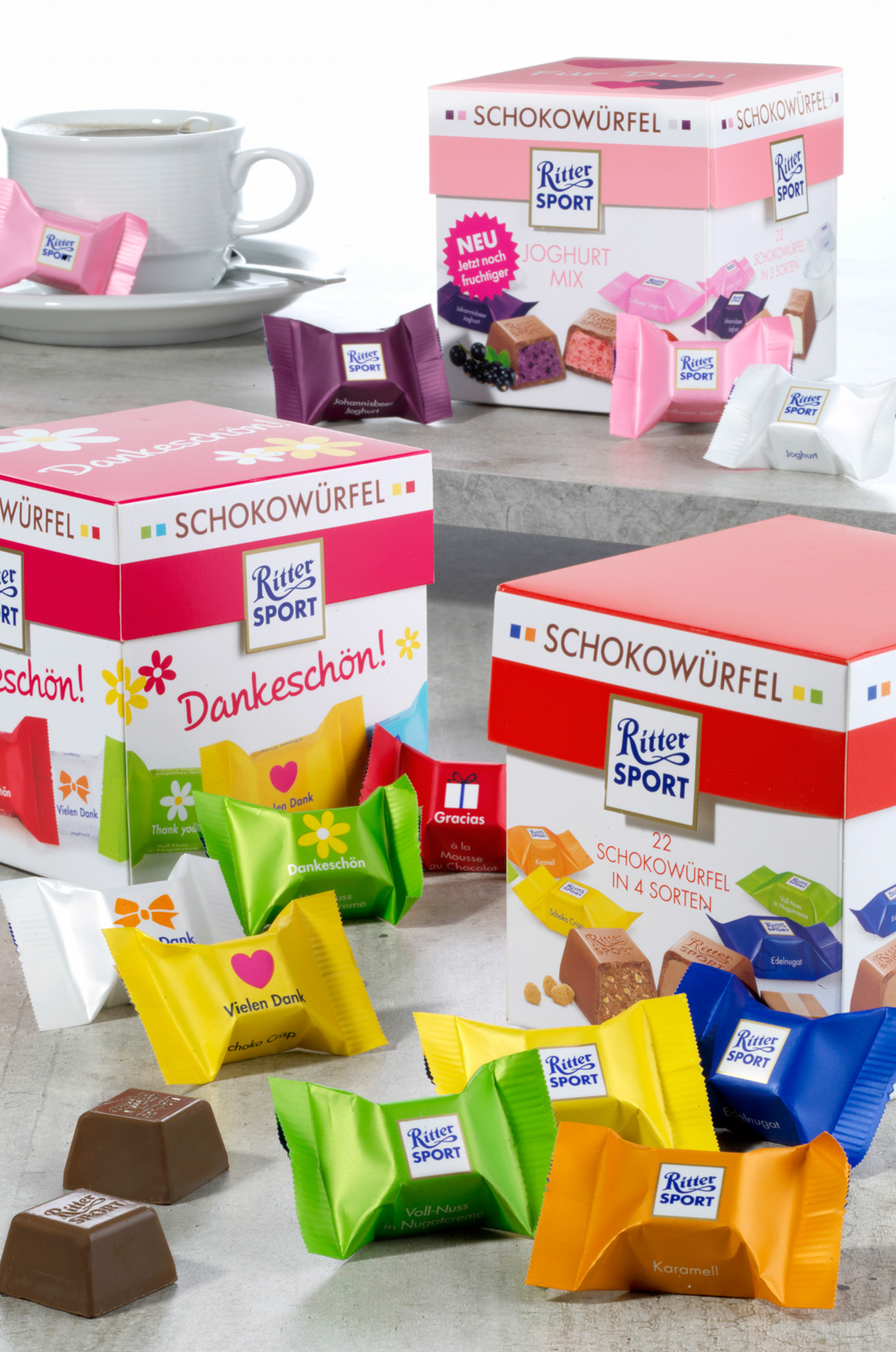 Ritter Sport Schokowürfel Dankeschön 176G Inhalt: 22 Stück.