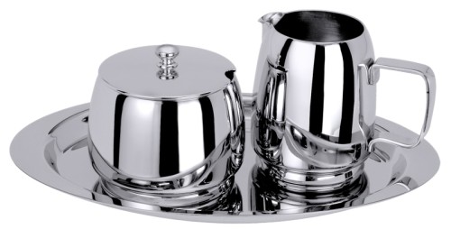 Zucker-Sahne-Set Serie PRACTILUX, aus Edelstahl 18/10, hochglänzend, extra hochwertige Qualität, Inhalt jeweils 0,23 l Länge: 23 cm,