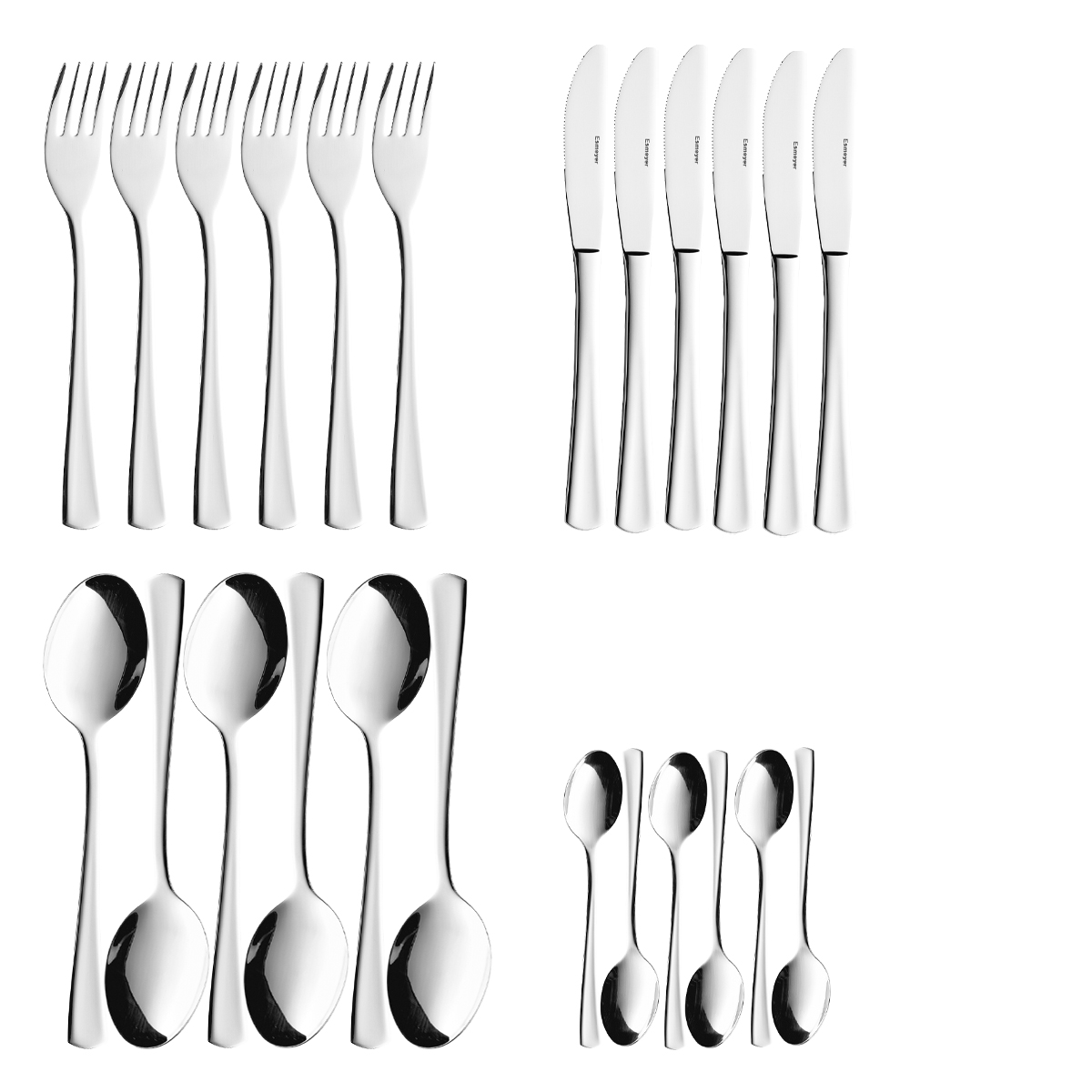 24-teiliges Besteckset STOCKHOLM aus Edelstahl 18/10, poliert. Messer aus Klingenstahl.