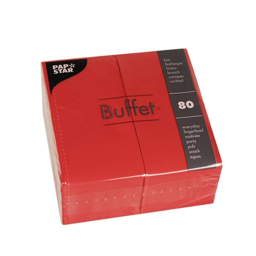 80 Servietten, 2-lagig 1/8-Falz 33 cm x 33 cm rot von PAPSTAR