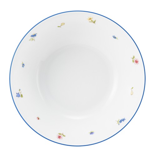 Seltmann Schüssel rund 21 cm, rund, Form: Community, Dekor: 57390 Streublume blaue Linie, hohe Kantenschlagfestigkeit, Made in Germany