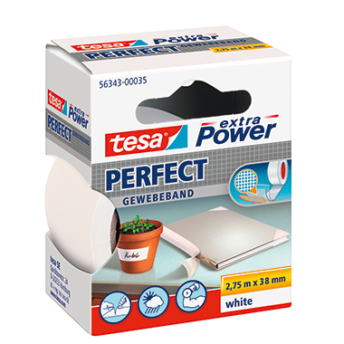 tesa® Gewebeband extra Power® Perfect Innenbereich, Außenbereich 38 mm x 2,75 m (B x L) weiß