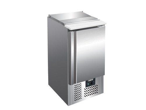 SARO Saladette mit 1 Tür, Modell BALDUR S 400 - Material: (Gehäuse und Innenraum) Edelstahl - 1 Tür (Anschlag wechselbar),