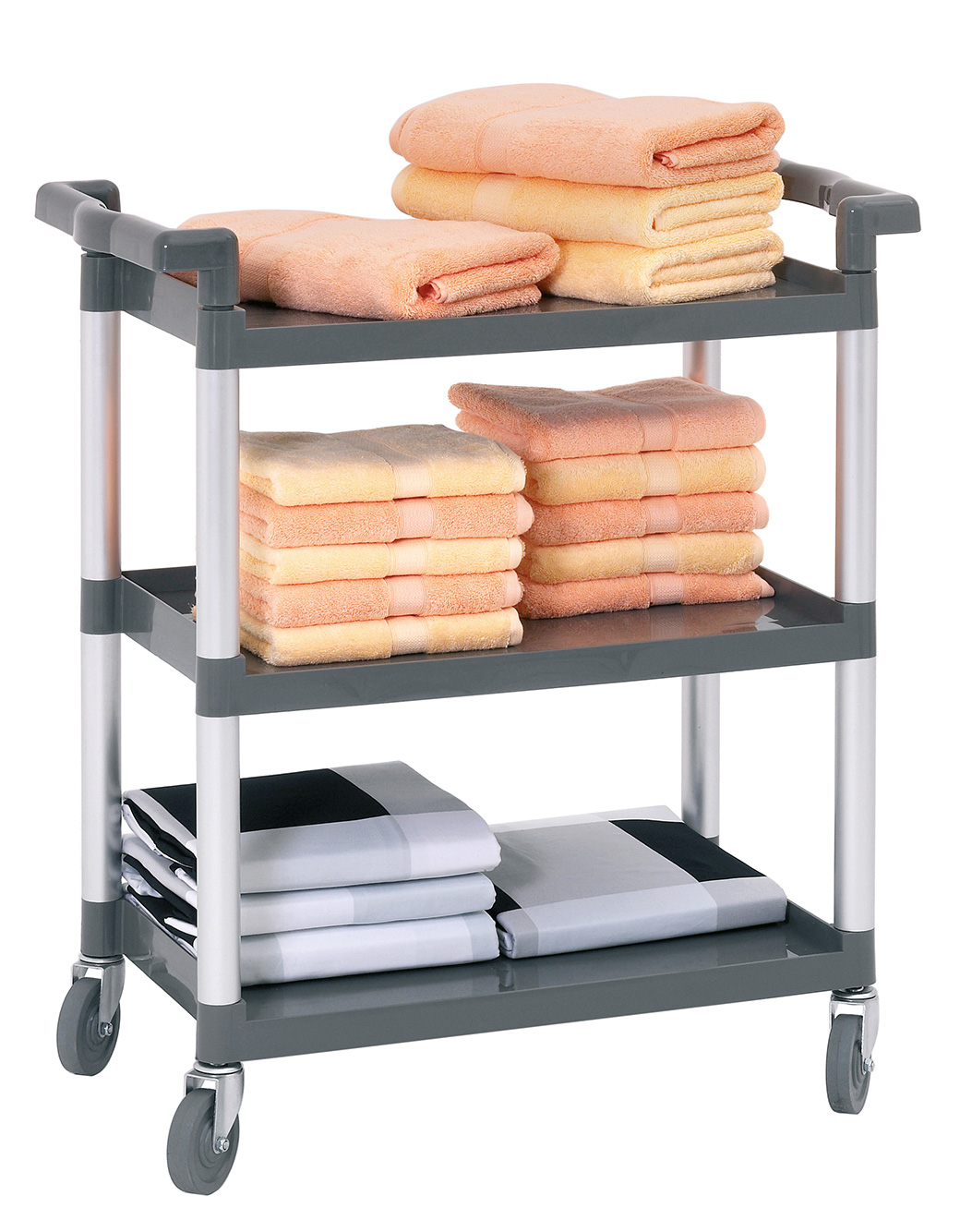 Bartscher Servierwagen TS "Adjutant" | Abstandzwischen den Borden: 300 mm | Maße: 83 x 41,5 x94,0 cm. Gewicht: 9,1 kg