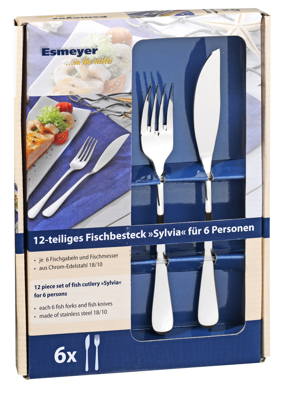 12-teiliges Fischbesteck SYLVIA, aus Edelstahl 18/10, poliert, Materialstärke 2,5 mm.