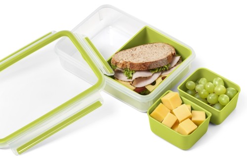 Emsa CLIP & GO Snackbox 1,2 Liter mit 3 Einsätzen To Go - 100 % dicht - Made in Germany - mit Frische-Dichtung