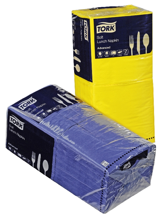 Tork Advanced Servietten, sonnengelb, 2-lagig, 24 x 24 cm, 1/4 Falz, Paket à 200 Stück