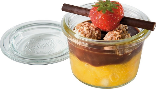 Weck-Glas mit Deckel, 12er Set Ø 6 cm, H: 5,5 cm Mini-Sturz-Form 80 ml Set bestehend aus: 12 Gläser + 12 Deckel