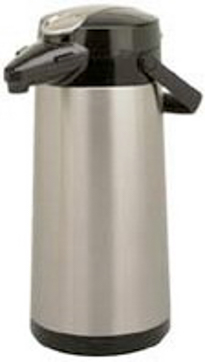 Isolierkanne FURENTO - Inhalt 2,2 Liter aus rostfreiem Stahl, Farbe Silber - mit Druckhebel und Glaseinsatz