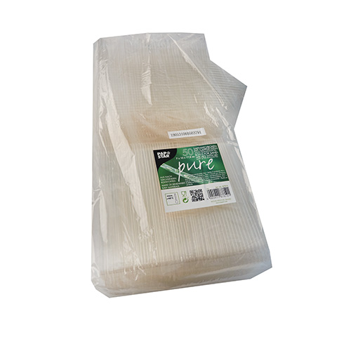 50 Sandwichboxen mit Klappdeckeln, PLA "pure" eckig 7 cm x 10 cm x 17,8 cm transparent mittel von PAPSTAR