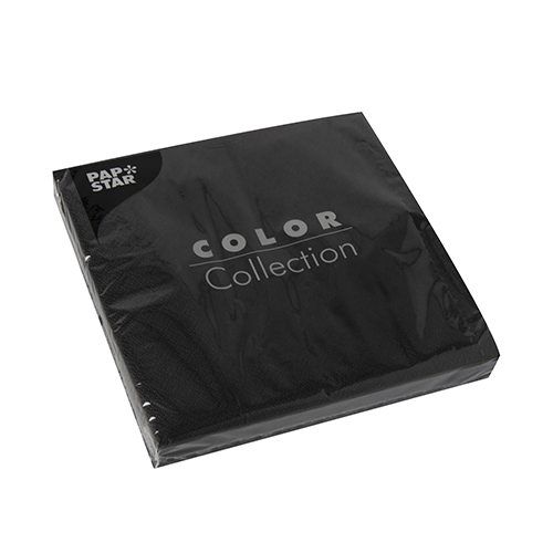 20 Servietten, 3-lagig 1/4-Falz 33 cm x 33 cm schwarz von PAPSTAR