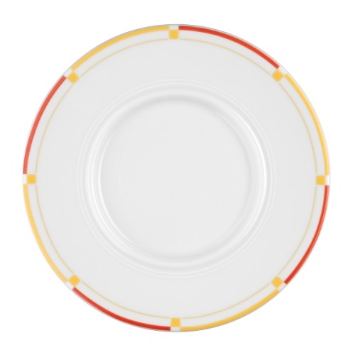 Seltmann Untertasse 1 15,5 cm, Form: Vitalis, Dekor: 34290 dunkelgelb-rot