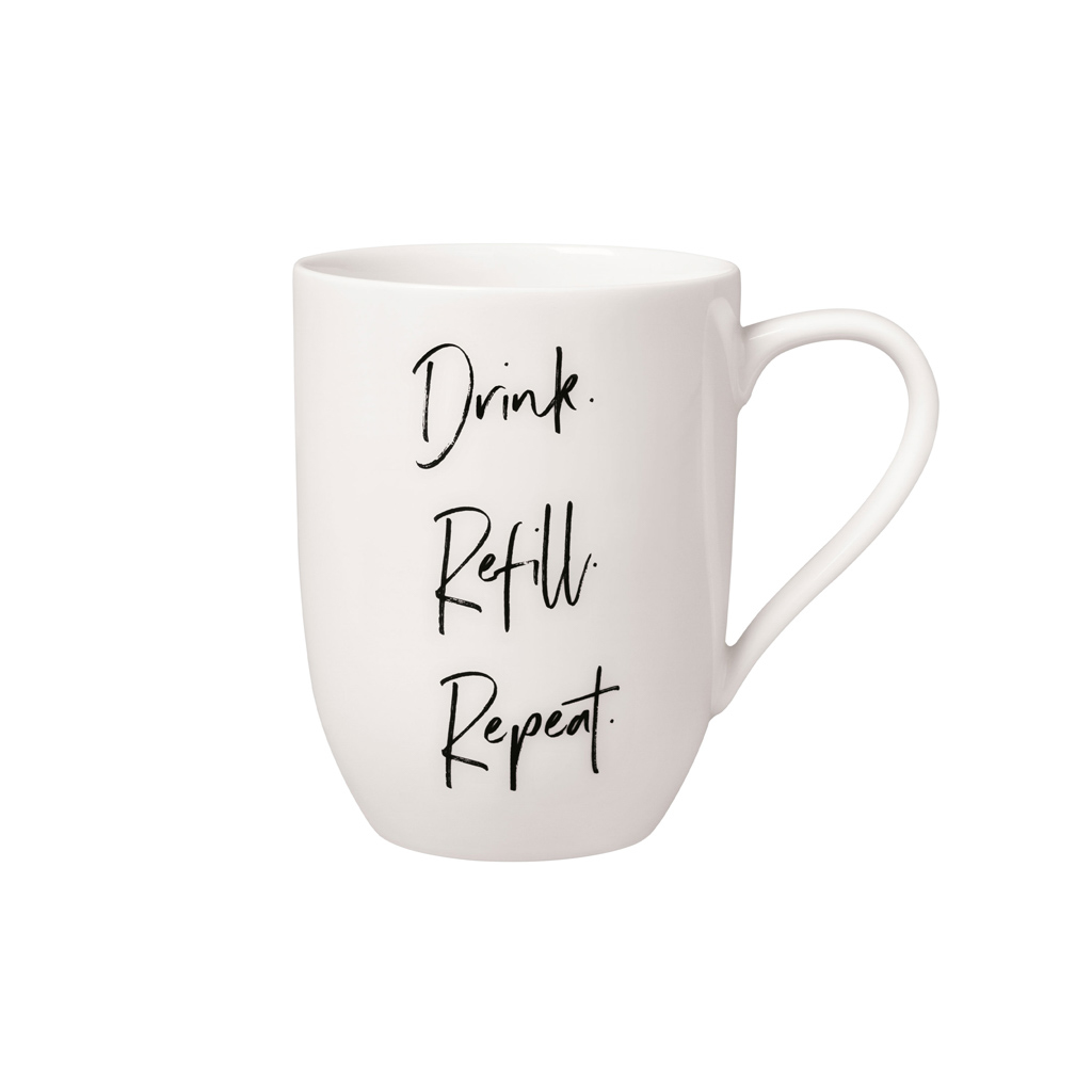 Villeroy und Boch Becher mit Henkel Drink. Refill. Repeat - Maße: 11,5 x 8 x 10,5 cm / Ser.: Statement