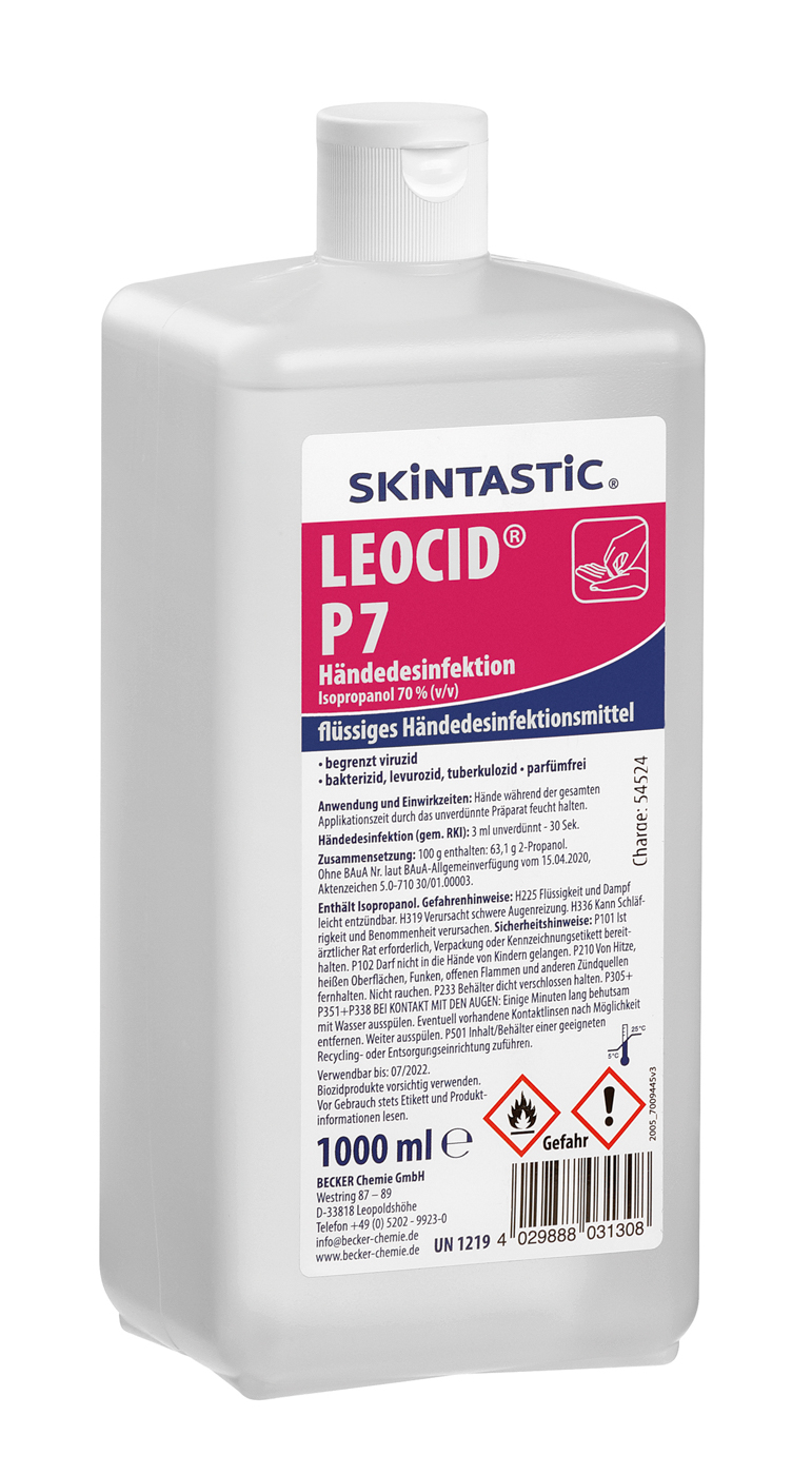 Bartscher SKINTASTIC LEOCID® SEPT P7 | Inhalt: 12x 1 Liter | Maße: 7 x 9 x 21,0 cm. Gewicht: 0,9 kg