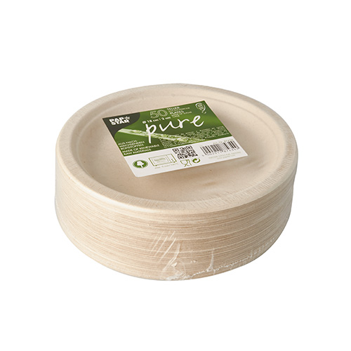 PAPSTAR 50 Teller, Zuckerrohr "pure" ungeteilt Ø 18 cm · 2 cm natur
