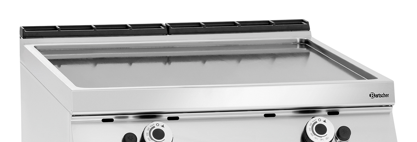 Bartscher Gas-Griddleplatte, glatt, OU |Höhenverstellbar bis: 950 mm | Maße: 80 x 90 x90,0 cm. Gewicht: 118 kg