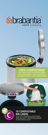 Brabantia Müllbeutel biologisch abbaubar 10-12L (C)- 10 Stück pro Rolle White