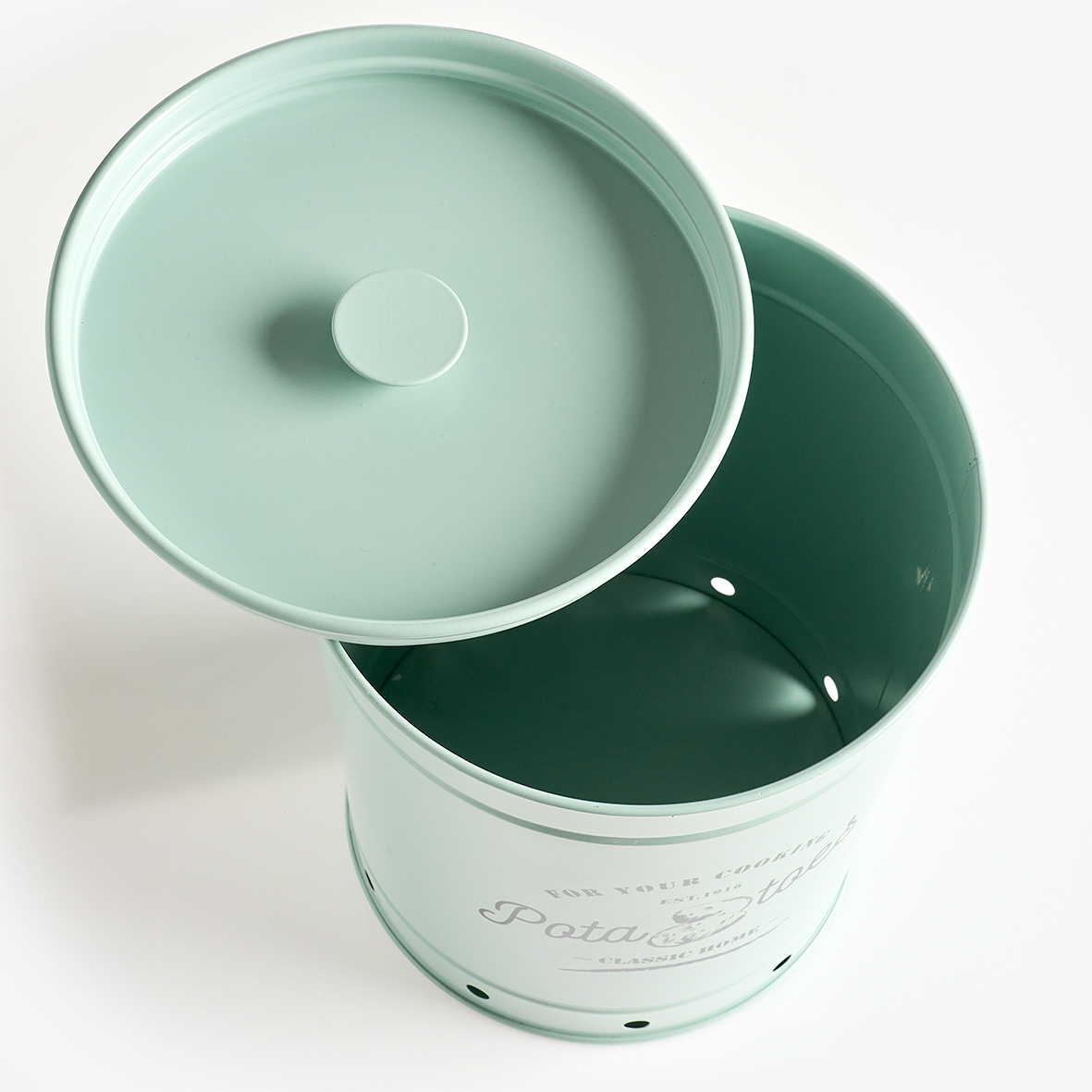 Vorratsdose, Metall, Ø16-19,7x21,5 cm. Farbe: mint Als gesundes Grundnahrungsmittel gehören Kartoffeln jede Woche auf den Speiseplan. Damit
