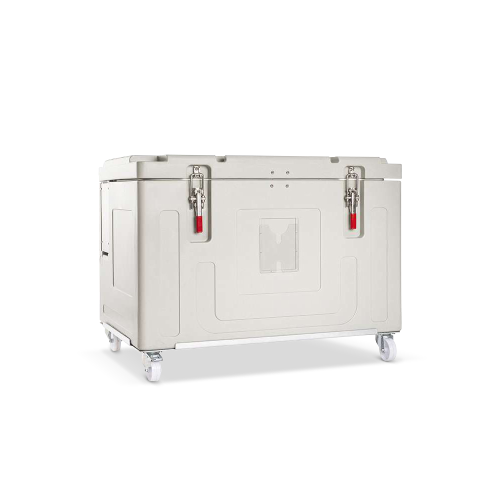 ETHERNASOLID® Trockeneisbehälter 360, mit Rollen, Grau-Blau-Melange