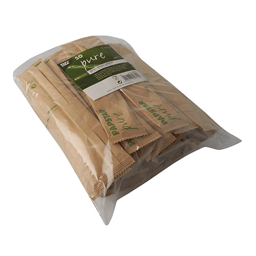 50 Löffel, Holz "pure" 16 cm einzeln verpackt in Papierbeutel von PAPSTAR