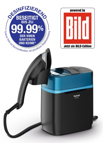 Tefal powered by BILD - Hygiene-Dampfglätter UT2020 CUBE, Desinfizieren, Hygienische Reinheit | Vertikales Dampfreinigen | Bügeln | Mobil |