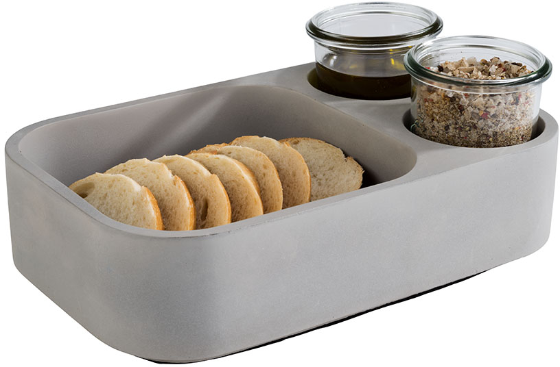 Table Caddy -ELEMENT- 23,5 x 16 cm, H: 6,5 cm Beton mit möbelschonender Unterseite 2 Löcher je 6,5 cm Innenmaße: 14,5 x 14 cm