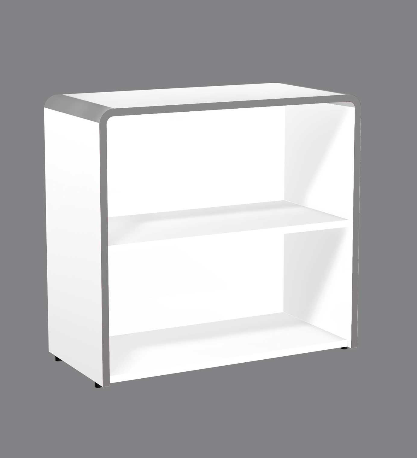 Einzelregal MODUS, Farbe: weiß, Maße: 80 x 38 x 78 cm, 2 Ordnerhöhen, gerundete Eckverbindung in Alusilber,