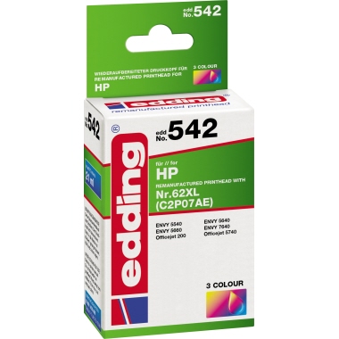 edding Tintenpatrone HP 62XL EDD-542 ca. 765 Seiten kein Originalzubehör mehrfarbig 21ml