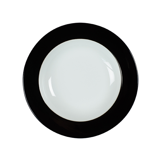 Teller tief 22 cm - Form: Table Selection - Dekor, 79920 schwarz - aus Porzellan. Hersteller:, Eschenbach. "Made in Germany".
