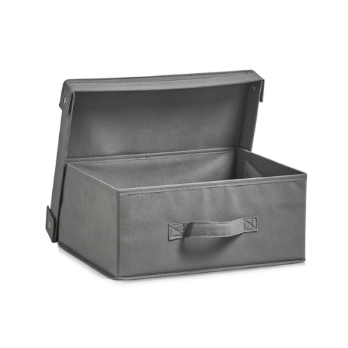Zeller Aufbewahrungsbox m. Deckel, faltbar, Vlies, grau 33x28x15 cm