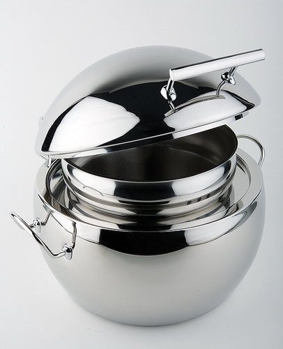 Suppen-Kugel -GLOBE- Ø 48 cm, H: 32 cm, 10 Liter Edelstahl hochglanzpoliert mit hydraulischer Deckelbremse zur geräuscharmen