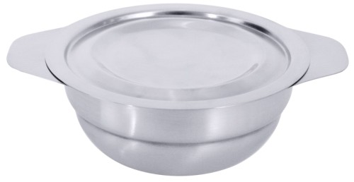 Suppentasse, einwandig aus Edelstahl 18/10, seidenmatt poliert, mit 1 mm-Wandung, schwere Qualität Volumen: 0,3 l, Durchmesser