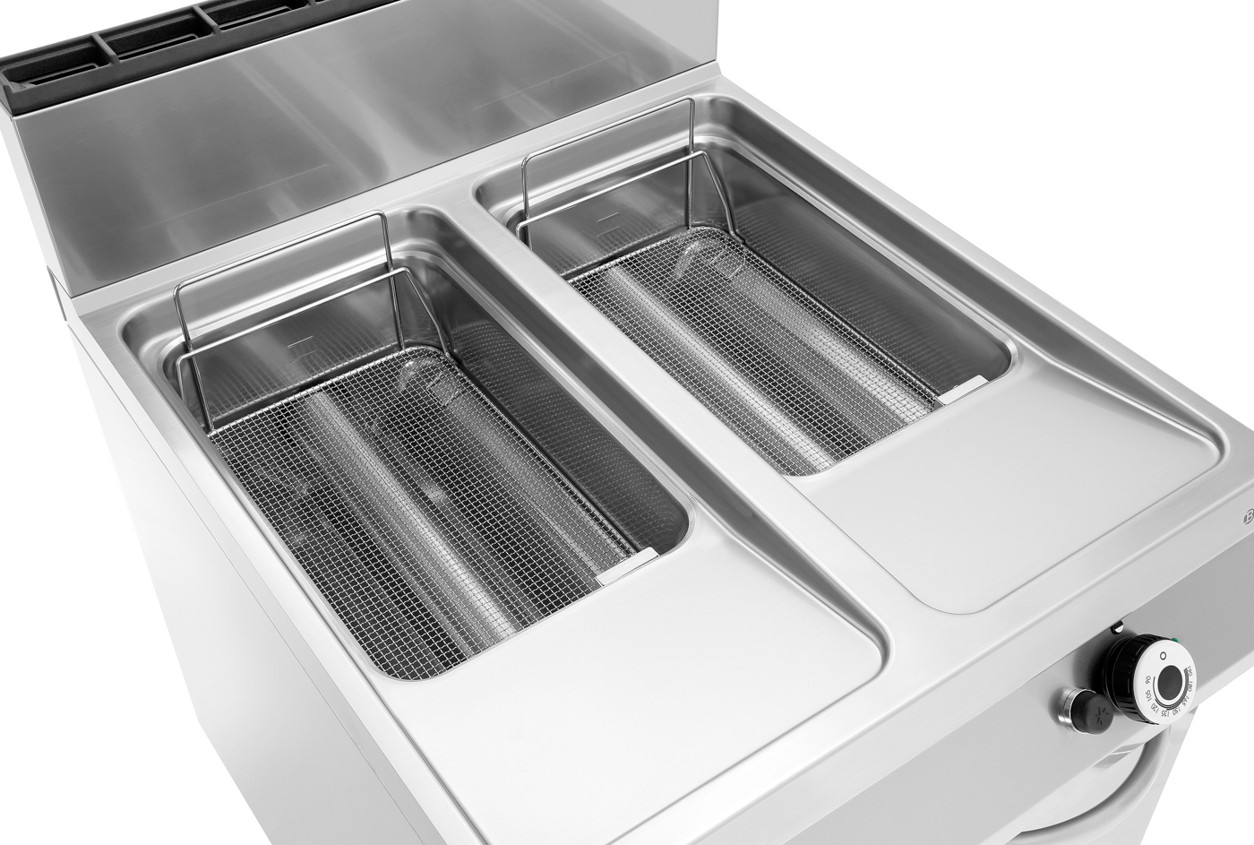 Bartscher Gas-Standfritteuse, 2 Becken |Spannung: 230 V | Maße: 80 x 90 x 90,0 cm.Gewicht: 124,6 kg