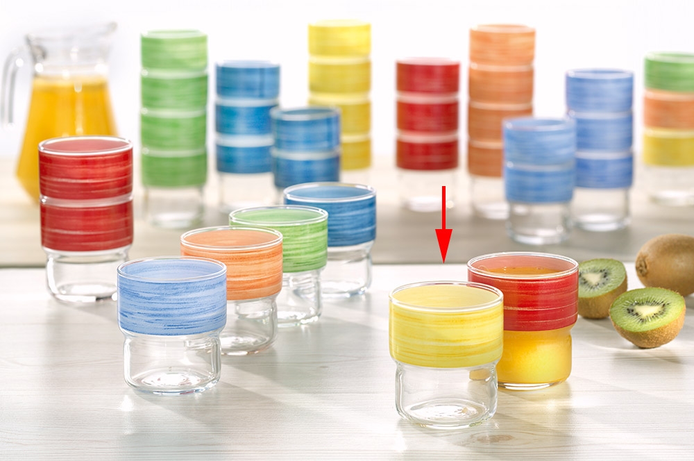 Stapelbecher 0,22 l aus gehärtetem Glas Form BRUSH LOG Yellow / Gelb von Arcoroc