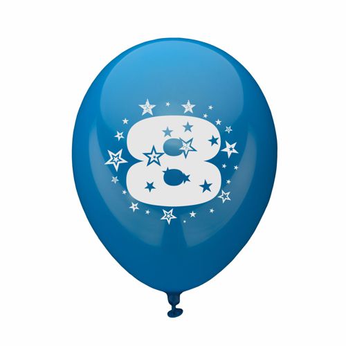 6 Zahlenluftballons Ø 25 cm farbig sortiert "8" von PAPSTAR