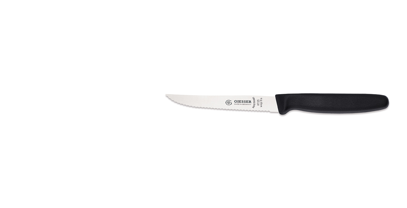 Giesser Steakmesser EXPERT aus Edelstahl, 21,5 cm , mit Wellenschliff, schwarzer Griff