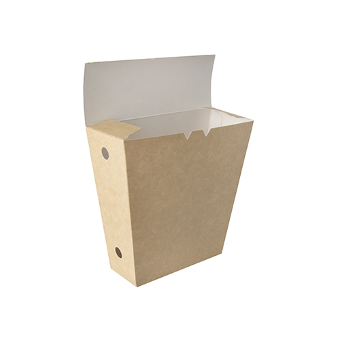 50 Pommes-Frites-Schütte, Pappe "pure" 4,3 cm x 14,5 cm x 11 cm braun mit Klappdeckel von PAPSTAR
