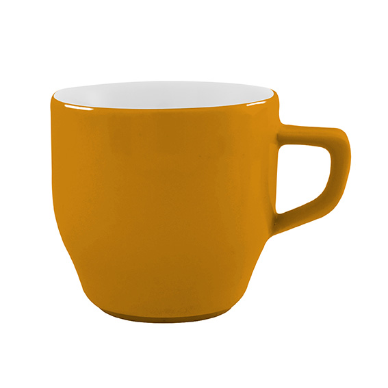 Obertasse 0,22 l - Form: Baristar - Dekor 66275, curry - aus Porzellan. Hersteller: Eschenbach., "Made in Germany".