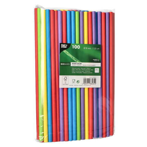 100 Shake-Halme, Papier Ø 8 mm · 25 cm farbig sortiert von PAPSTAR