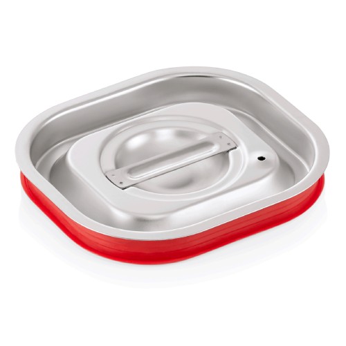 GN 1/6 Transportdeckel, mit unterseitiger Silikondichtung und Loch gegen Unterdruck, für GN Behälter ab 100 mm Tiefe. Material: