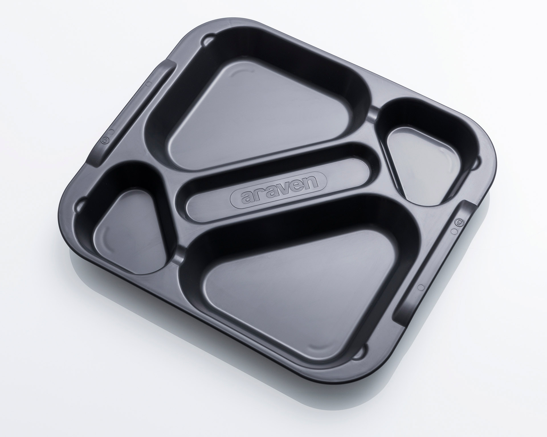 ARAVEN Tablett 370x334mm aus Polypropylen mit 5 Abteilen, grau